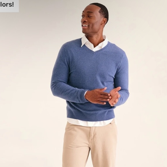 Soft Luxury Blend Blue V-Neck - Picture 1 of 4